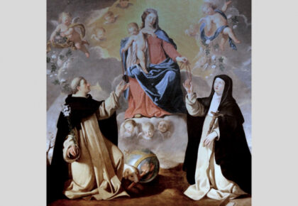 la vierge remettant le rosaire